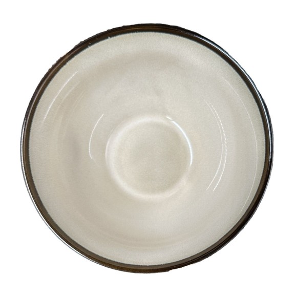 Pier 1 Hand Painted Stoneware Colored Rim Crimson Bowls 6 Inch Diameter Set of 2 - Picture 3 of 7